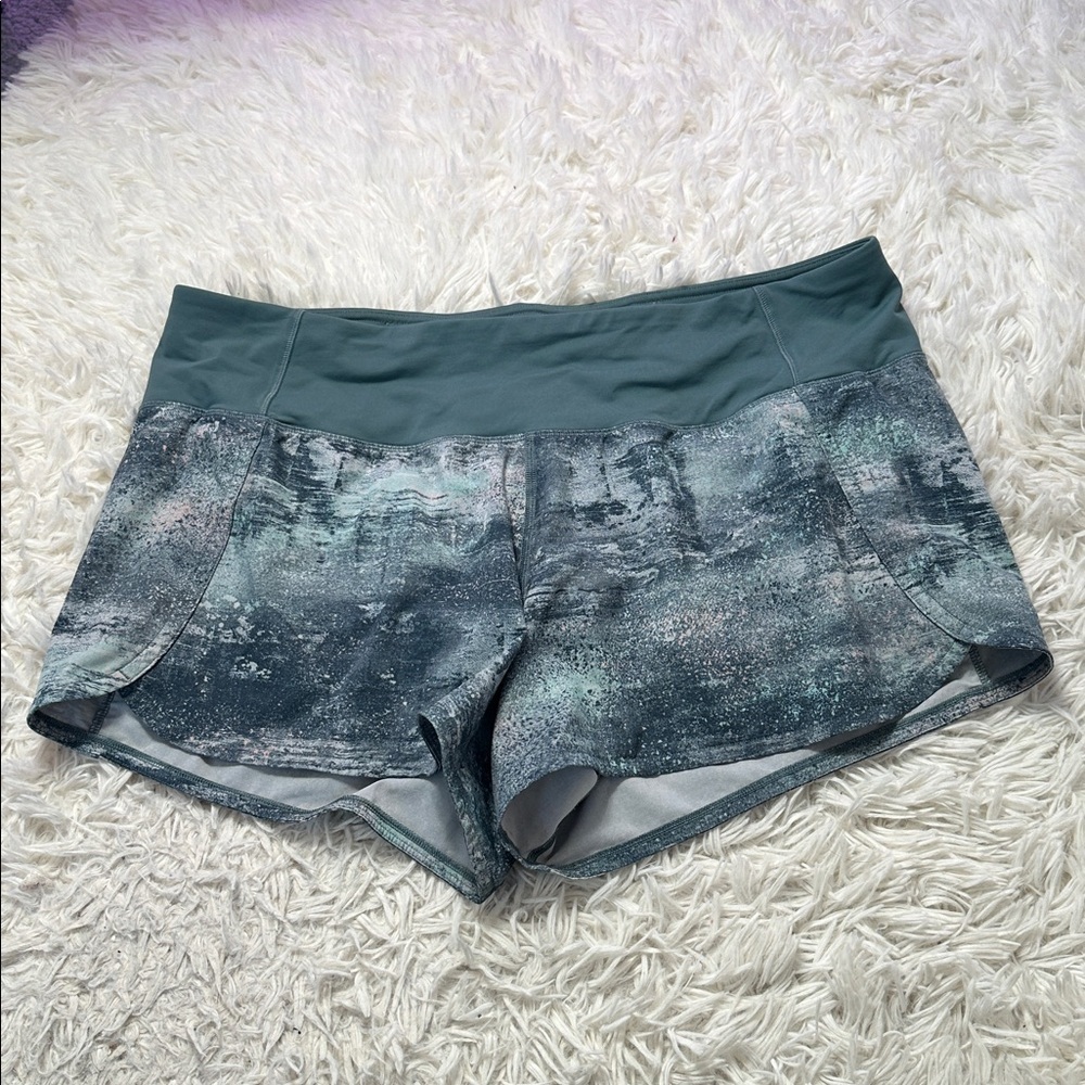 Lululemon Run Times Short II *4" Azurite Mint Tint Multi / Mystic Green